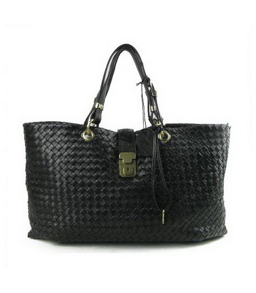 Grande Capri Handbag_Black panno di seta